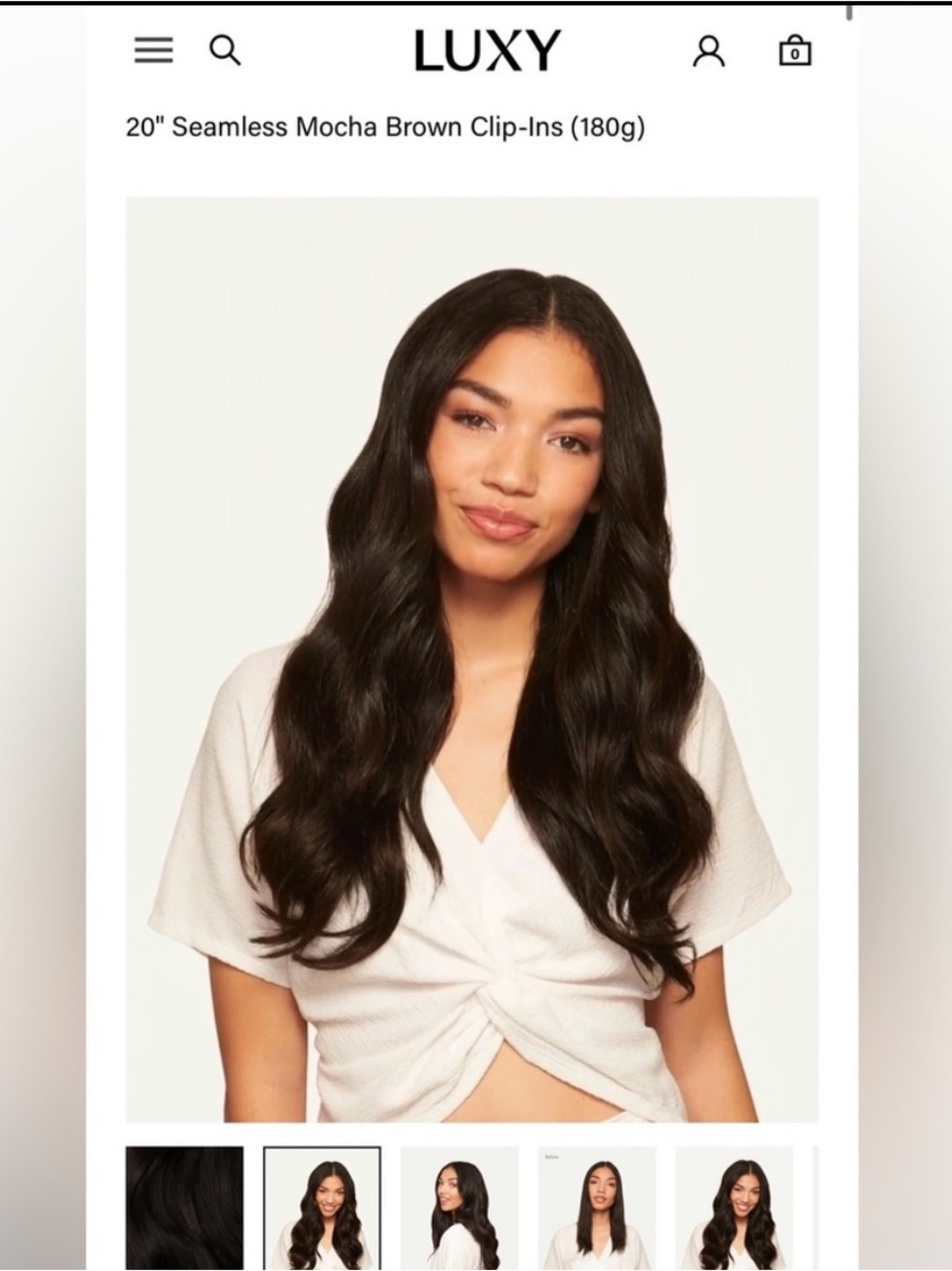 Luxy 20" Seamless Dark Mocha Brown Clip-In Hair Extensions